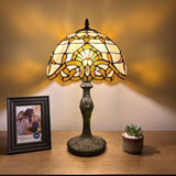 Tiffany Style Table Lamp Gold Stained Glass Baroque Style Lavender ET1249