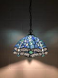 Tiffany Style Hanging lighting Dragonfly Blue Stained Glass EP1207