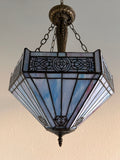 Tiffany Style Ceiling Lights Pendant Lamp Sky Color Hexagon Stained Glass LED Bulbs Included EP1644