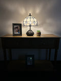 Enjoy Tiffany Style Table Lamp White Stained Glass Baroque Style Lavender Include LED Bulb ET1025 H14*W10 In