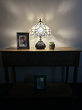 Enjoy Tiffany Style Table Lamp White Stained Glass Baroque Style Lavender Include LED Bulb ET1025 H14*W10 In