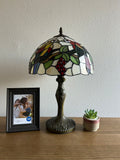 Enjoy Tiffany Style Table Lamp Stained Glass Parrots Grape Vintage ET1274