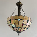 Tiffany Style Ceiling Lights Hanging Lamp Gold Stained Glass Crystal Beans LED Bulbs Included EP1676