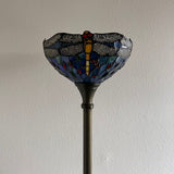 Enjoy Decor Lamps Tiffany Style Floor Lamp Blue Stained Glass Dragonfly EF1201