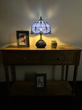 Enjoy Tiffany Style Table Lamp Blue Stained Glass Baroque Style Lavender Include LED Bulb ET1018 H14*W10 In