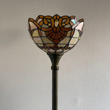 Tiffany Style Torch Floor Lamp Gold Stained Glass Baroque Style Lavender EF1249