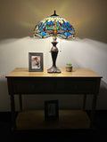 Enjoy Tiffany Style Table Lamp Blue Stained Glass Dragonfly ET1662