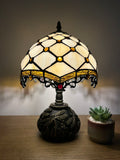 Enjoy Tiffany Style Table Lamp Gold Stained Glass Crystal Beans Include LED Bulb ET1023 H14*W10 In