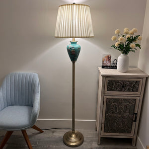 Ceramic Floor Lamp Blue bird Flowers LED Bulb Included 65"H*16"W*16"D