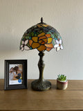 Enjoy Tiffany Style Table Lamp Stained Glass Rose Flowers Vintage ET1203-B  H19 in