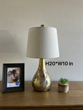 Ceramic Table Lamp Bird Flowers Gold for Living Room Dining Room Bedroom Bedside Office Hotel H20*W10 Inches