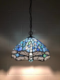 Tiffany Style Hanging lighting Dragonfly Blue Stained Glass EP1207