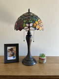 Enjoy Tiffany Style Table Lamp Stained Glass Rose Flowers Vintage H22*W12 In  ET1204-B