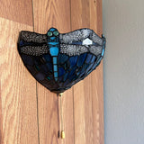 Tiffany Style Wall Sconce Lamp Blue Stained Glass Dragonfly LED Bulb Included EW1207