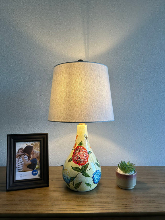 Ceramic Table Lamp Hydrangea Flowers 10