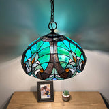 Tiffany Style  Hanging lighting Green Brown Stained Glass Pull Chain Switches Included LED Bulbs EP1638