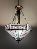 Tiffany Style Ceiling Lights Pendant Lamp Sky Color Hexagon Stained Glass LED Bulbs Included EP1644