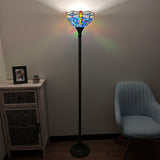 Enjoy Decor Lamps Tiffany Style Floor Lamp Blue Stained Glass Dragonfly EF1201