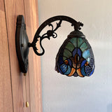 Tiffany Style Wall Sconce Lamp Blue Green Stained Glass LED Bulb Included EW0641