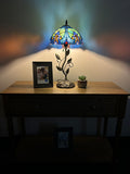 Enjoy Tiffany Style Table Lamp Blue Stained Glass Include LED Bulb ET1042 H21*W10 In