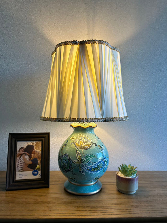 Ceramic Table Lamp Blue for Living Room Dining Room Bedroom Bedside Office Hotel H22*W13 Inches