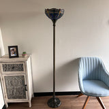 Enjoy Decor Lamps Tiffany Style Floor Lamp Blue Stained Glass Dragonfly EF1201