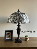 Enjoy Tiffany Style White Stained Glass Table Lamp Baroque Style Lavender Vintage ET1625