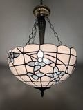 Tiffany Style Ceiling Lights Pendant Lamp White Stained Glass Flowers LED Bulbs Included EP1664