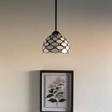 Tiffany Style Mini Hanging Lamp White Stained Glass Crystal Beans LED Bulb Included EP0805