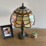 Tiffany Style Table Lamp Gold Stained Glass Baroque Style Lavender ET1249