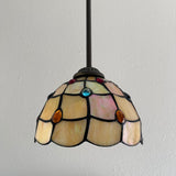 Tiffany Style Mini Hanging Lamp Gold Stained Glass Crystal Beans LED Bulb Included EP0875