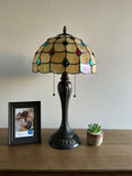 Enjoy Tiffany Style Table Lamp Gold Stained Glass Crystal Beans Vintage ET1275