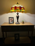 Enjoy Tiffany Style Table Lamp Stained Glass Tulips Red Vintage ET1660