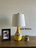 Ceramic Table Lamp Flowers Yellow 10"W*10"D*20'H