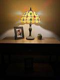 Enjoy Tiffany Style Table Lamp Gold Stained Glass Crystal Beans Vintage ET1276