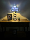 Tiffany Style Table Lamp Blue Stained Glass Baroque Style Lavender Include LED Bulb ET1019