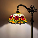 Tiffany Style Floor Lamp Stained Glass Red Tulips Gooseneck Adjustable LED bulb included EF1260