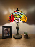 Enjoy Tiffany Style Table Lamp Stained Glass Rose Flowers Vintage ET1203-B  H19 in