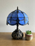 Enjoy Tiffany Style Table Lamp Blue Stained Glass Baroque Style Lavender Include LED Bulb ET1018 H14*W10 In