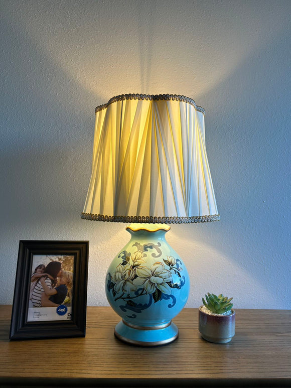 Ceramic Table Lamp Blue for Living Room Dining Room Bedroom Bedside Office Hotel H22*W13 Inches
