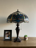 Enjoy Tiffany Style Table Lamp Blue Stained Glass Dragonfly ET1662