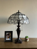 Enjoy Tiffany Style White Stained Glass Table Lamp Baroque Style Lavender Vintage ET1625