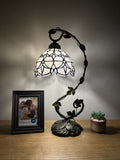 Enjoy Tiffany Style Table Lamp  Baroque Style Lavender White Stained Glass ET0826