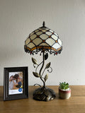 Enjoy Tiffany Style Table Lamp Gold Stained Glass Crystal Beans Include LED Bulb ET1024 H21*W10 In