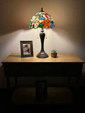 Tiffany Style Table Lamp Hummingbird Flower Stained Glass Vintage ET1258