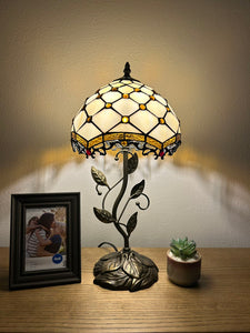 Enjoy Tiffany Style Table Lamp Gold Stained Glass Crystal Beans Include LED Bulb ET1024 H21*W10 In