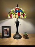 Enjoy Tiffany Style Table Lamp Parrots Grape Stained Glass Vintage H22*W12 Inch ET1273