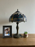 Tiffany Style Table Lamp Blue Stained Glass Dragonfly 12"W*12"D*19"H