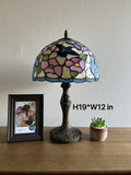 Enjoy Tiffany Style Table Lamp Stained Glass Hummingbird Flowers Vintage  H19*W12 Inch ET1221