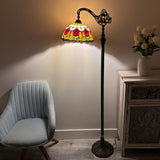 Tiffany Style Floor Lamp Stained Glass Red Tulips Gooseneck Adjustable LED bulb included EF1260